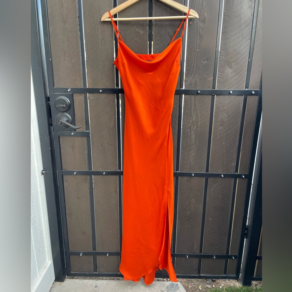 Gorgeous Bright/Hot Orange Howl Neck Slip Dress